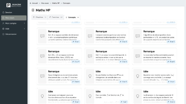 Accès à tous les concepts